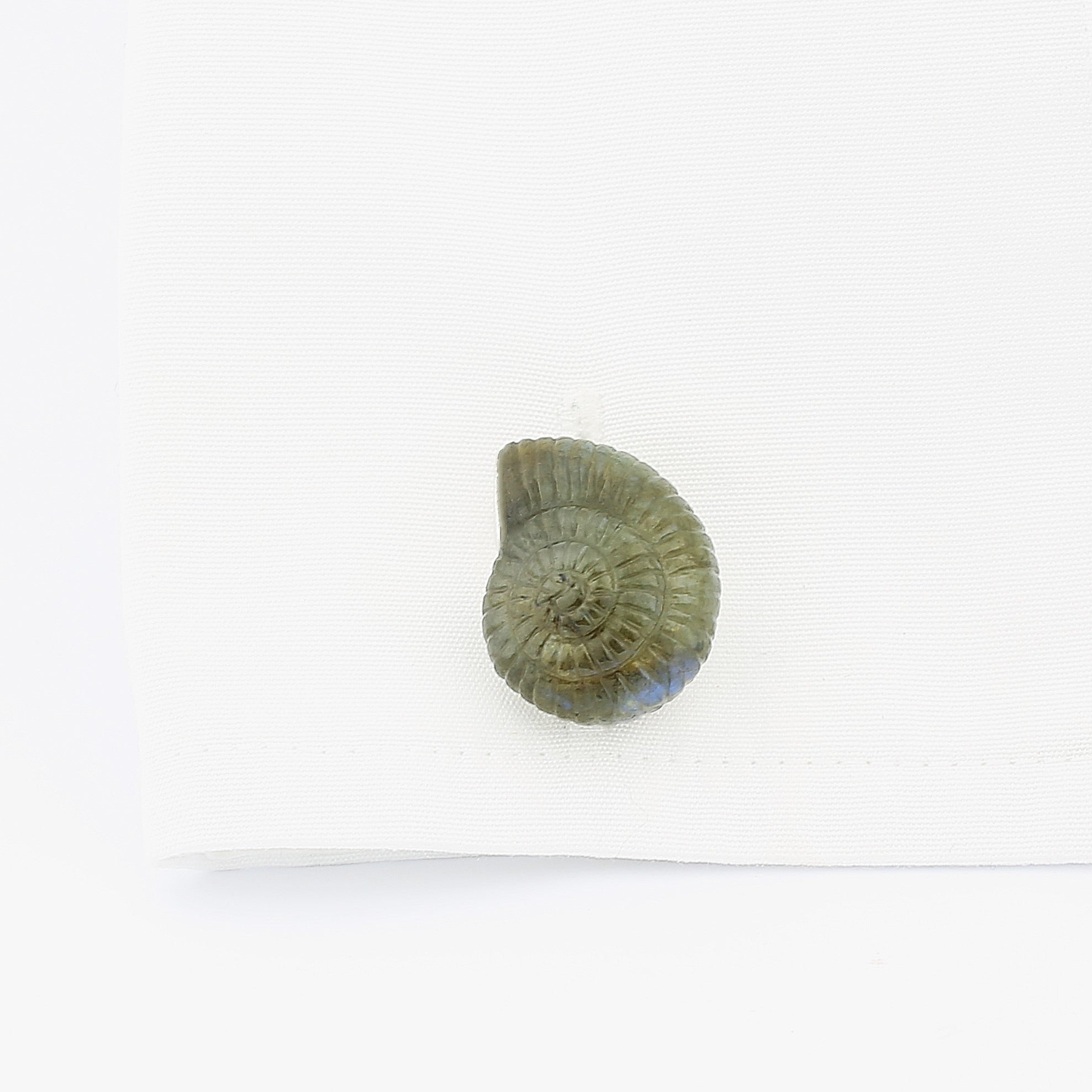 ammonite shell labradorite 18ct white gold cufflinks - cuff