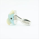 parrot aquamarine 18k white gold cufflinksb - rear