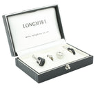 guitar onyx 18k white gold cufflinks - boxed