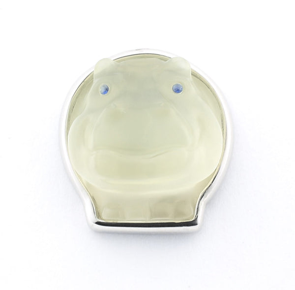 HIPPO MOONSTONE 18K WHITE GOLD CUFFLINKS
