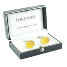 yellow beryl scarab 18ct white gold cufflinks - boxed
