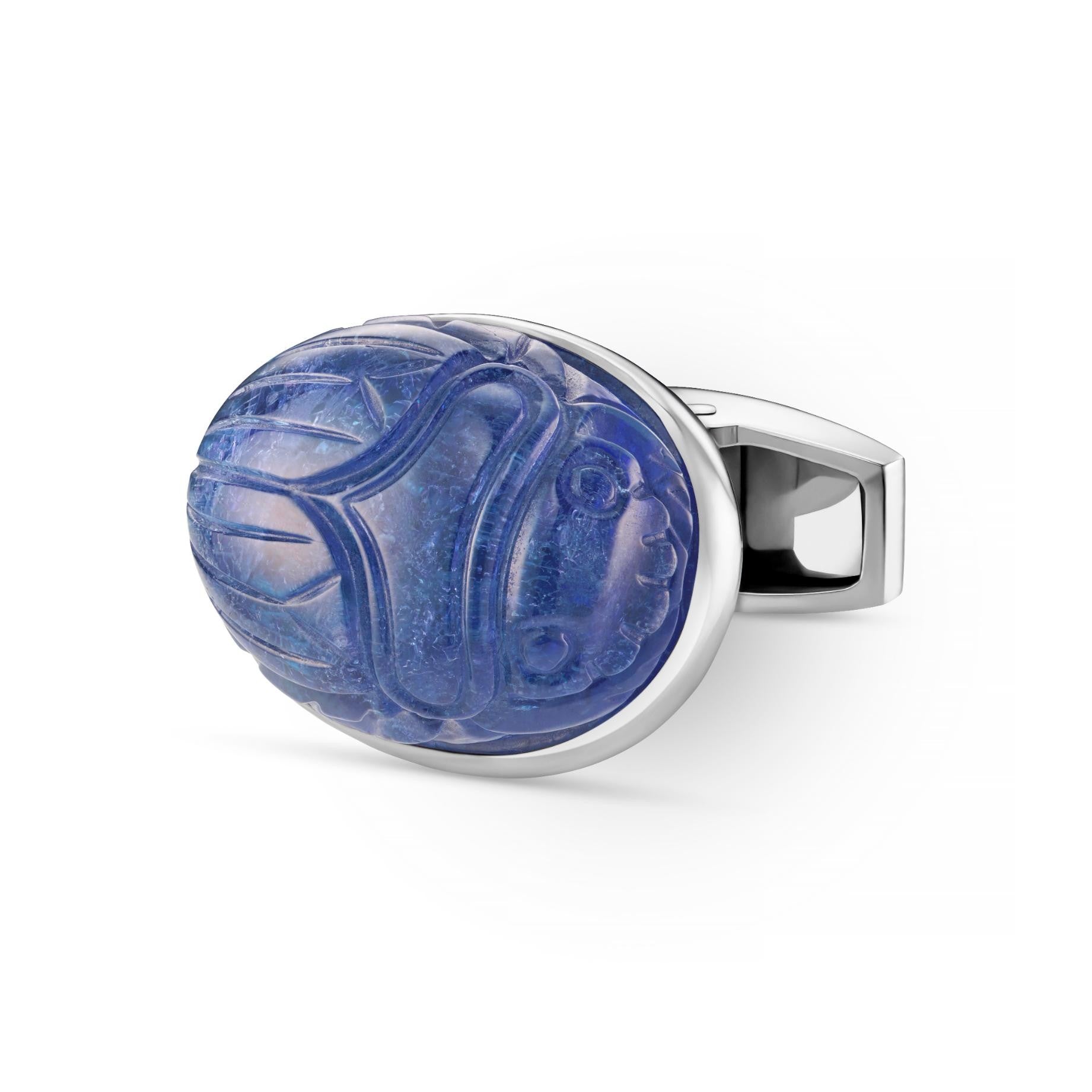 tanzanite scarab 18ct white gold cufflinks - main