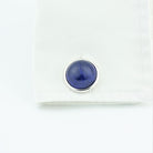 circular Tanzanite cabochon 18ct white gold cufflinks - cuff