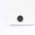 ONYX FLUTED 18ct WHITE GOLD CUFFLINKS - cuff