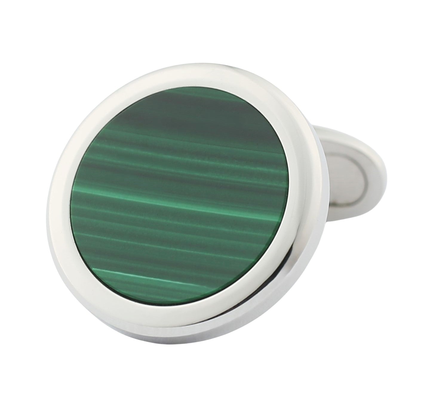 circular malachite 18ct white gold cufflinks - dark green cufflinks
