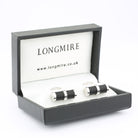  black stingray baton 18ct white gold cufflinks- boxed