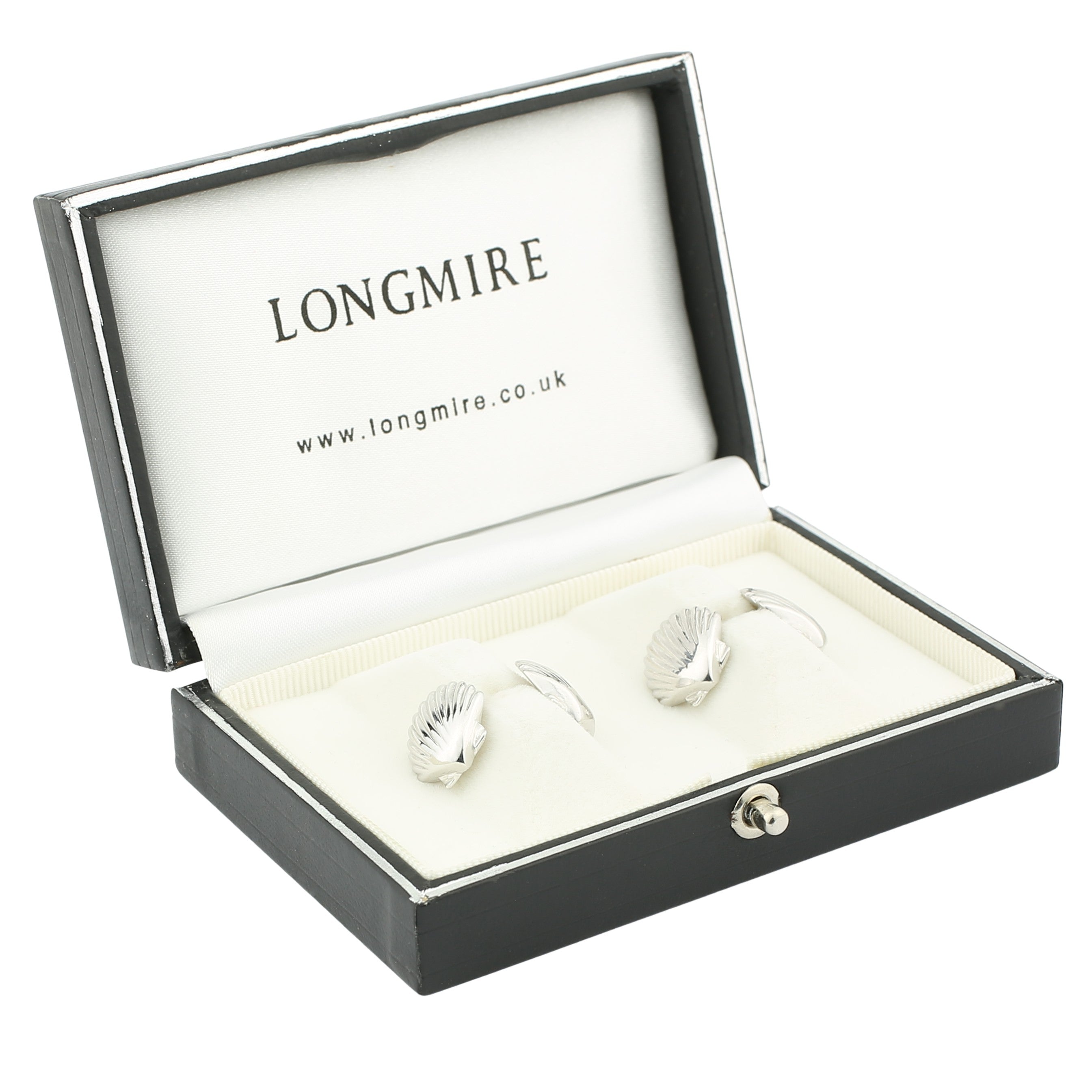 spirit of camino scallop shell 18ct white gold cufflinks - boxed