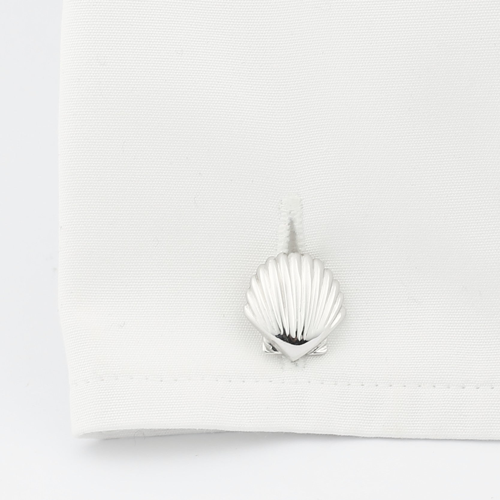 spirit of camino scallop shell 18ct white gold cufflinks - cuff