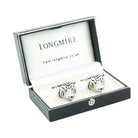 tiger head sapphire onyx diamond 18ct white gold cufflinks - boxed