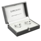 DOUBLE STIRRUP 18ct WHITE GOLD CUFFLINKS - boxed