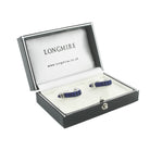 STIRRUP LAPIS LAZULI 18ct WHITE GOLD CUFFLINKS - boxed