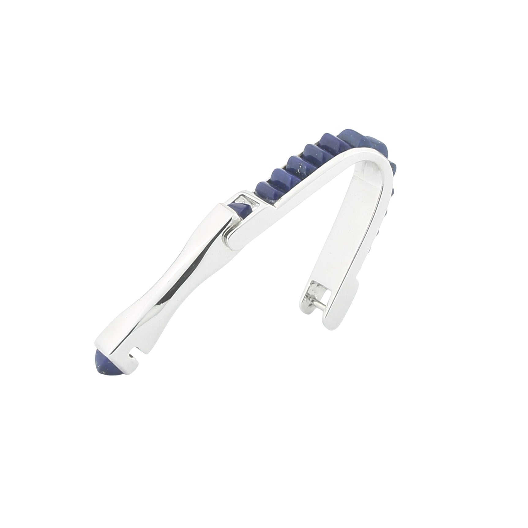 STIRRUP LAPIS LAZULI 18ct WHITE GOLD CUFFLINKS - side