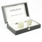 HIPPO MOONSTONE 18K WHITE GOLD CUFFLINKS - boxed