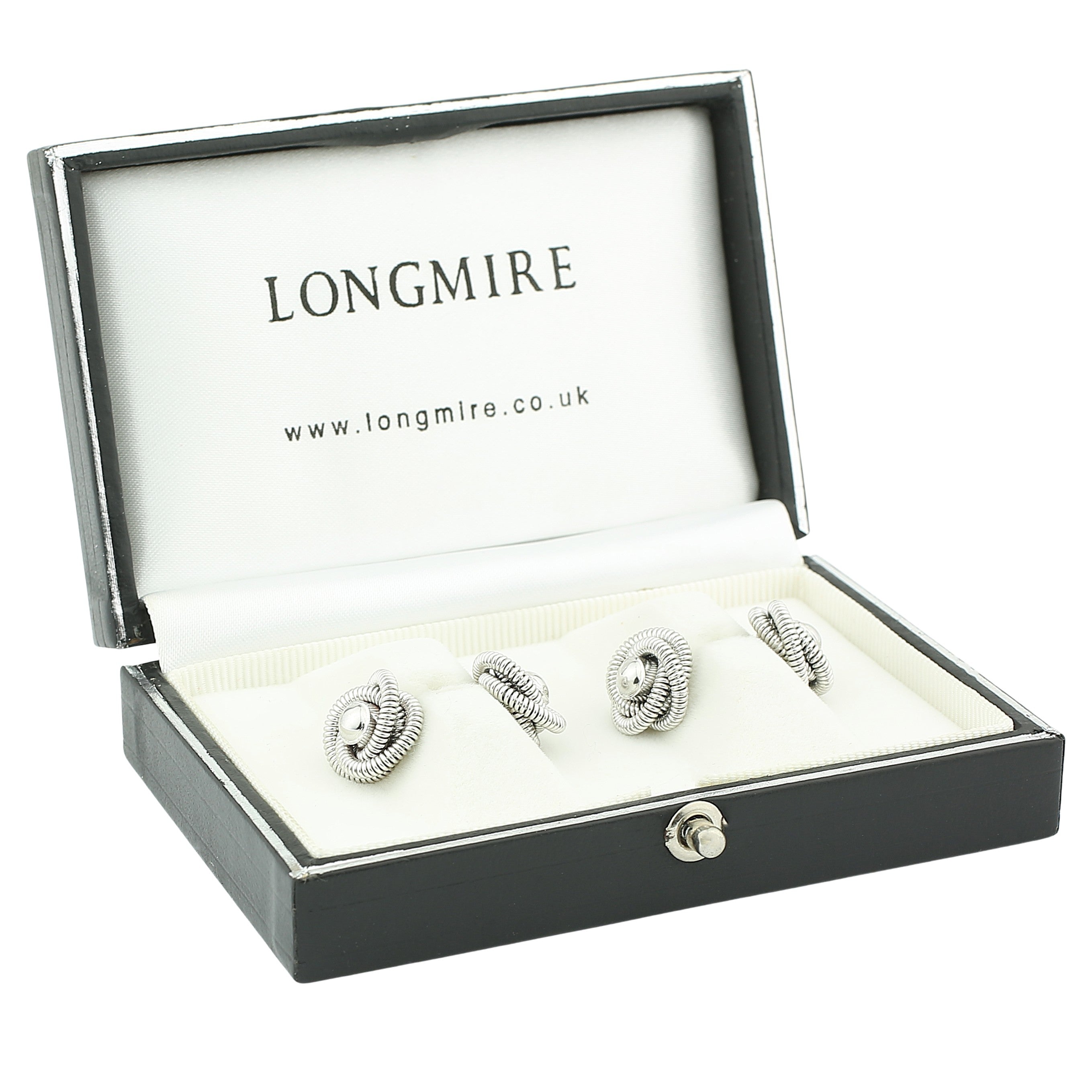 coiled wire knot platinum cufflinks - boxed