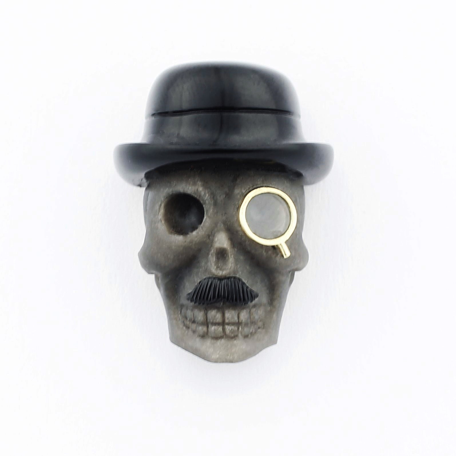 SKULL WITH MONOCLE 14ct GOLD CUFFLINKS