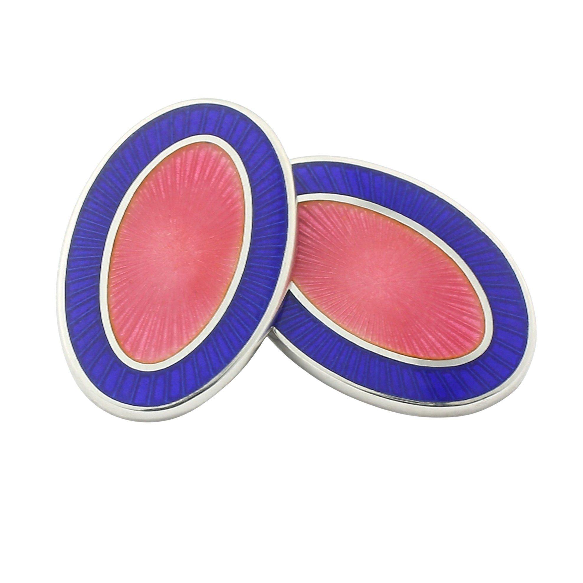 double oval pale blue/pink 9ct white gold cufflinks - main