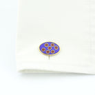 dalmation blue and red enamelled 9ct yellow gold cufflinks - cuff