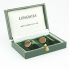 graph red enamel 9ct gold cufflinks - boxed