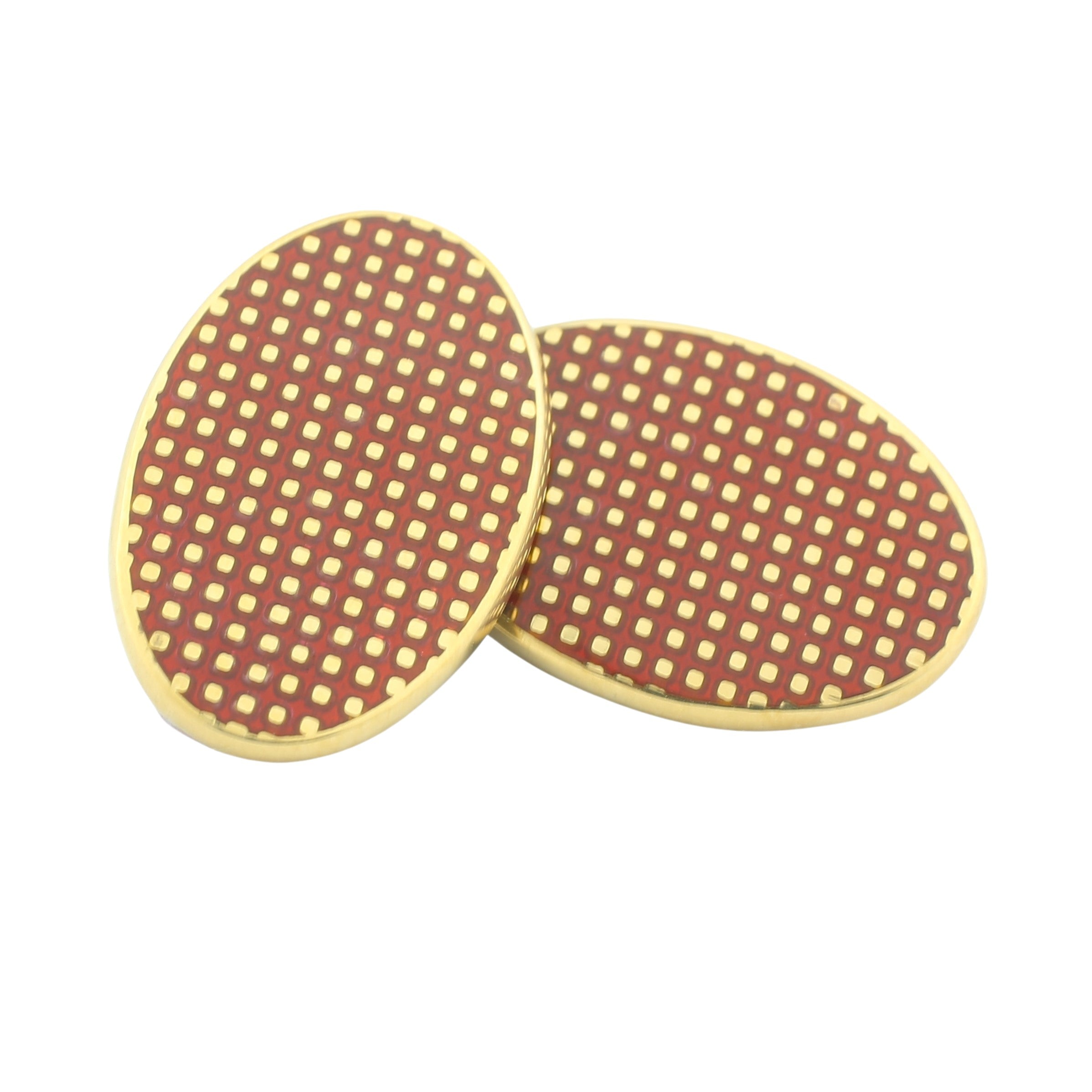 graph red enamel 9ct gold cufflinks - main