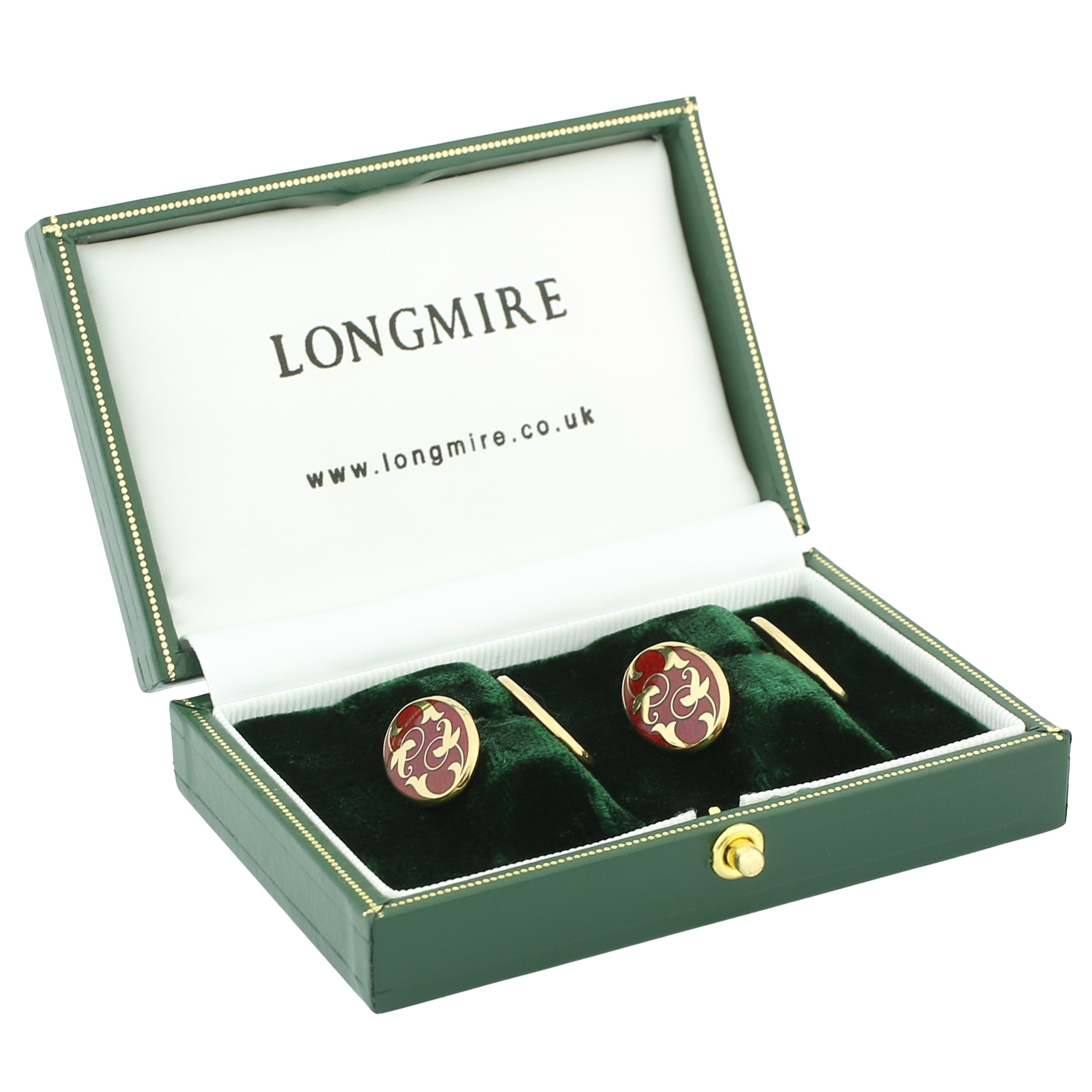 burnt russet ivy 9ct yellow gold cufflinks - boxed