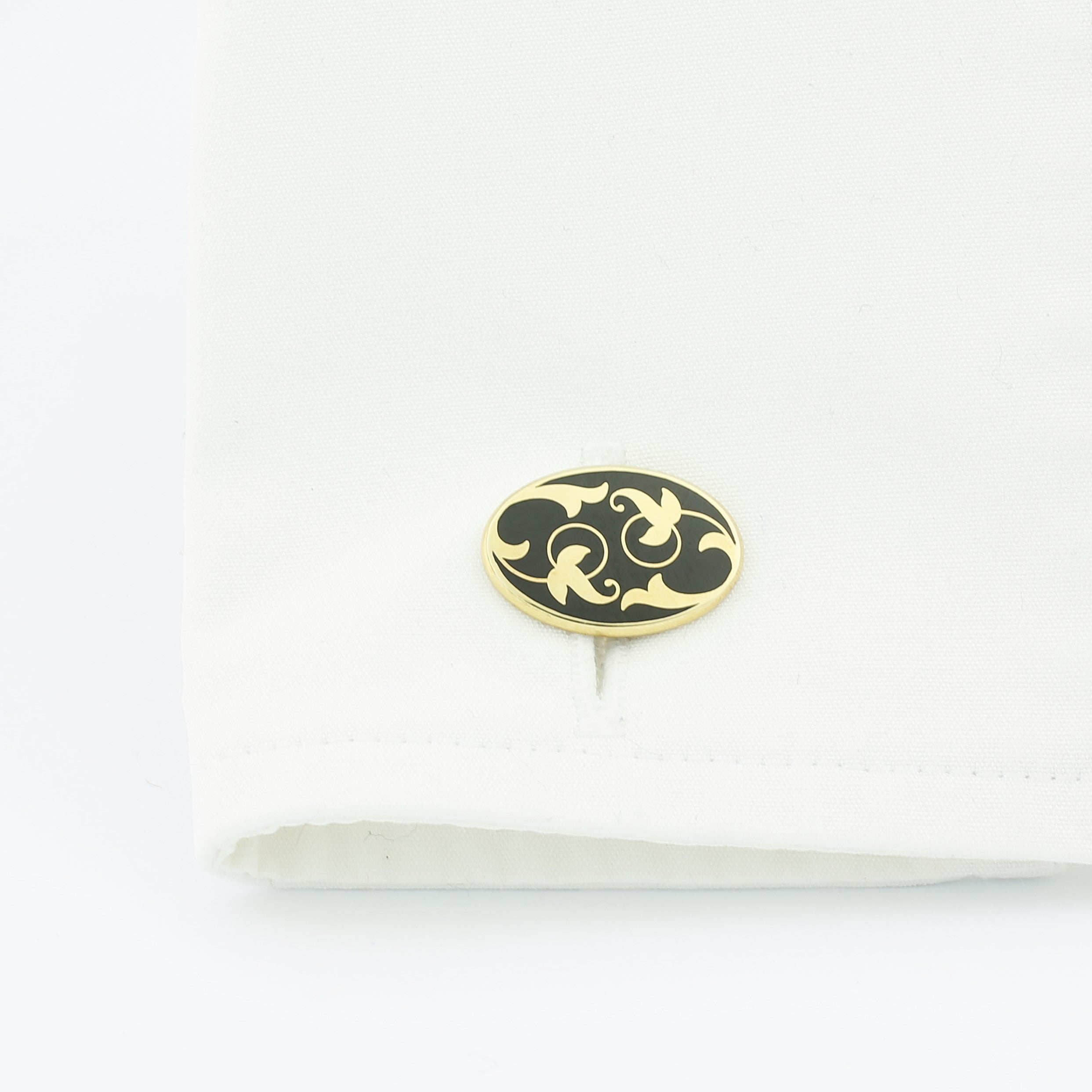 black ivy 9ct yellow gold cufflinks - cuff