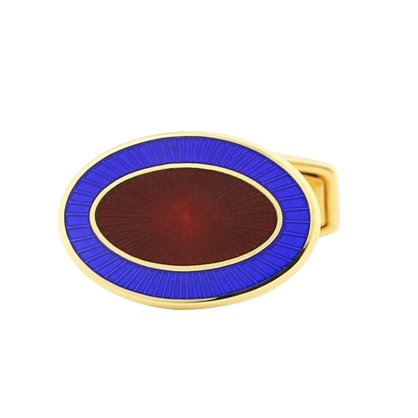double oval blue/red enamel 9ct yellow gold cufflinks - main