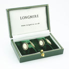 double oval black/cream 9ct gold cufflinks - boxed