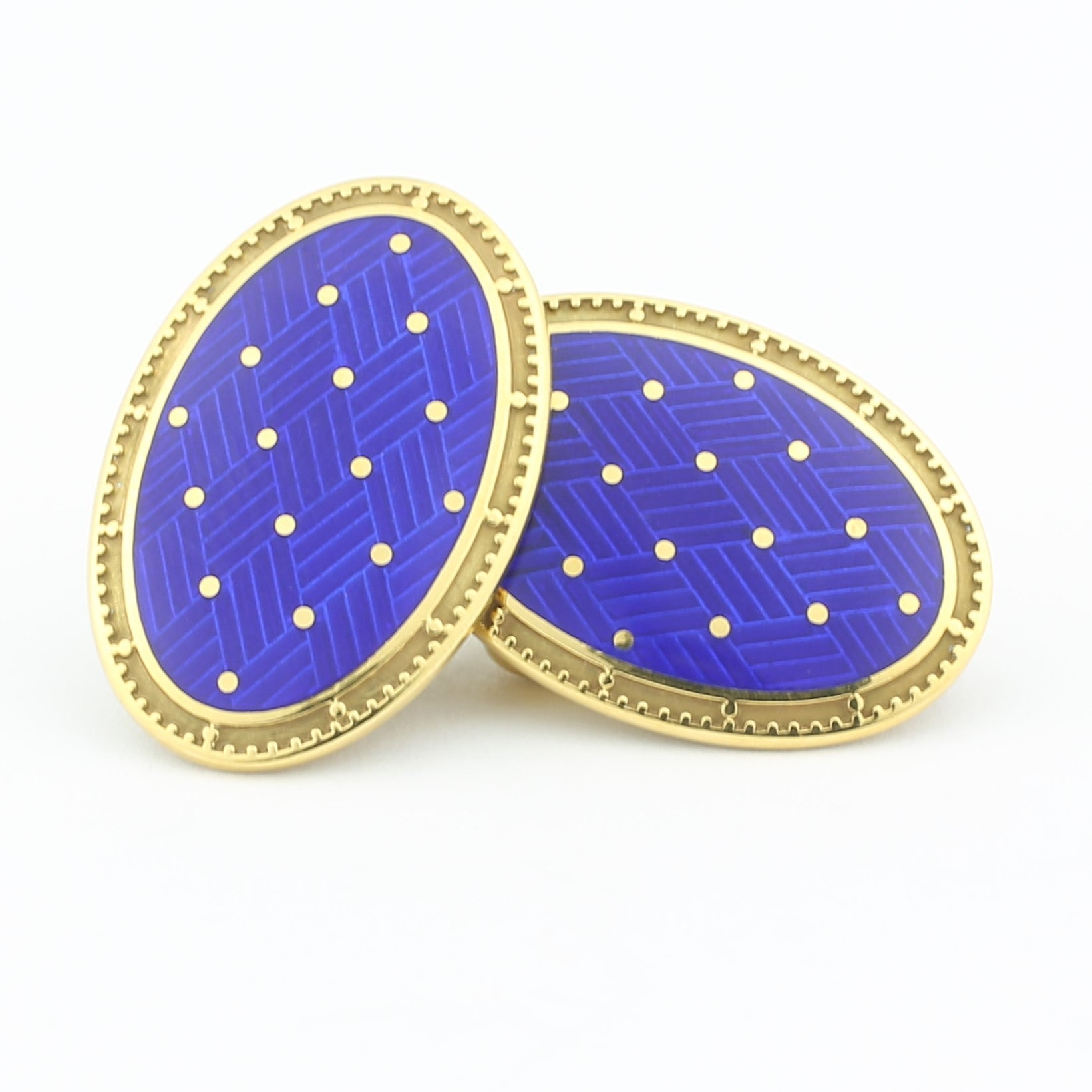 basket gold/blue enamel 9ct gold cufflinks