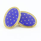 basket weave cufflinks gold/blue enamel 9ct gold - main