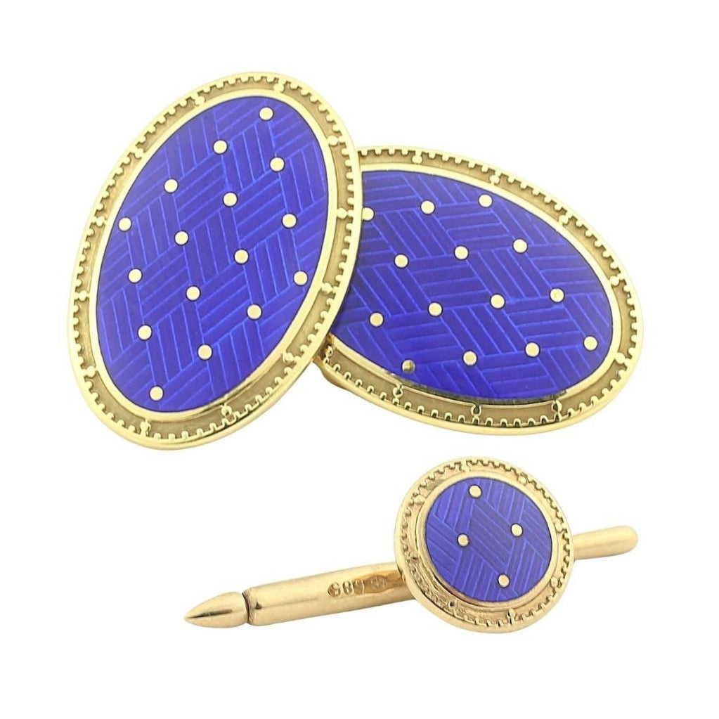 basket weave dress set gold/blue enamel 9ct gold - main 1st 