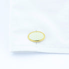 basket weave white enamel 9ct yellow gold cufflinks - cuff