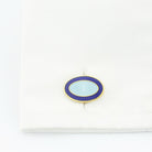 double oval blue/light blue 9ct yellow gold cufflinks - cuff