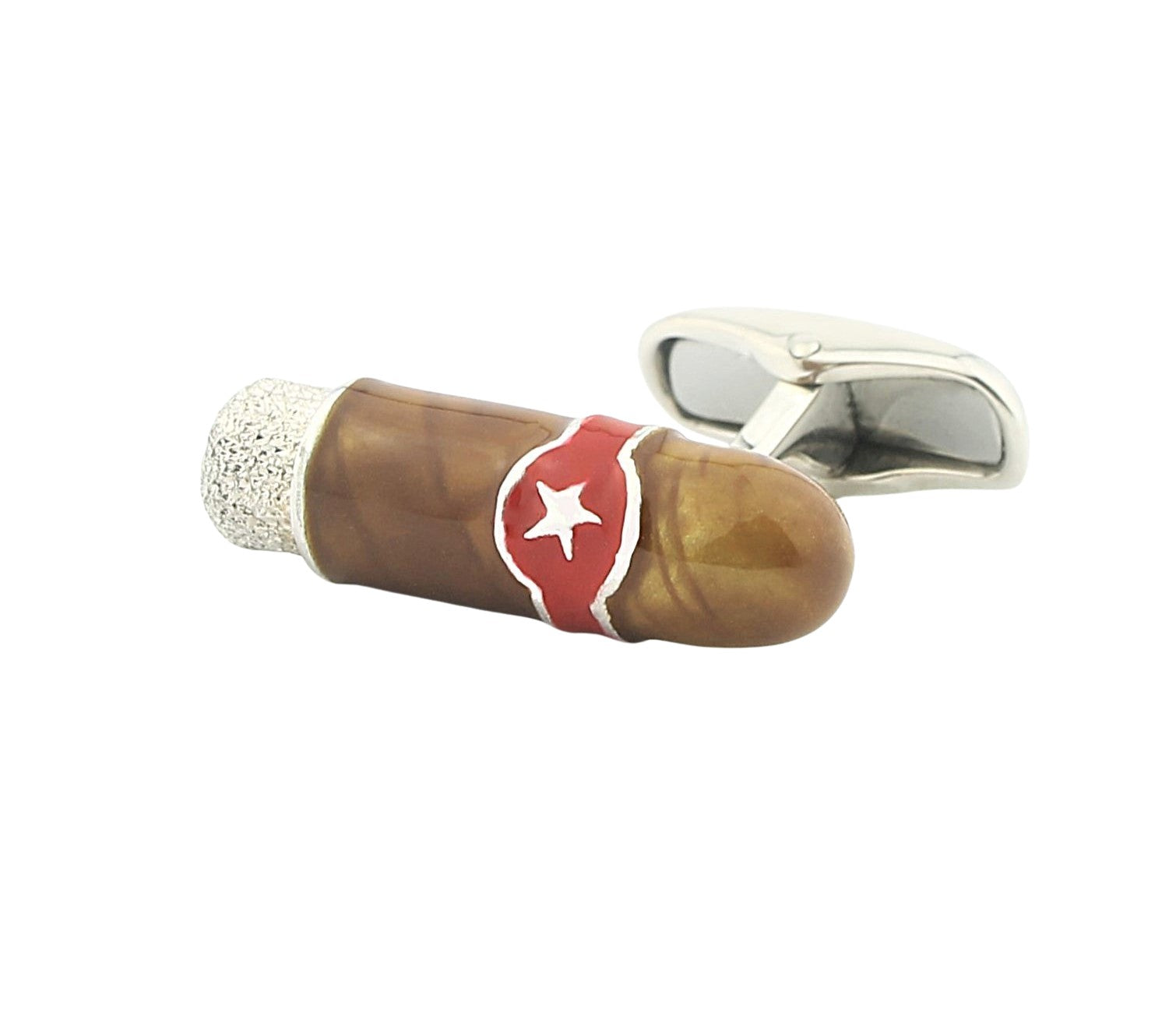 cigar hand enamelled sterling silver cufflinks - main