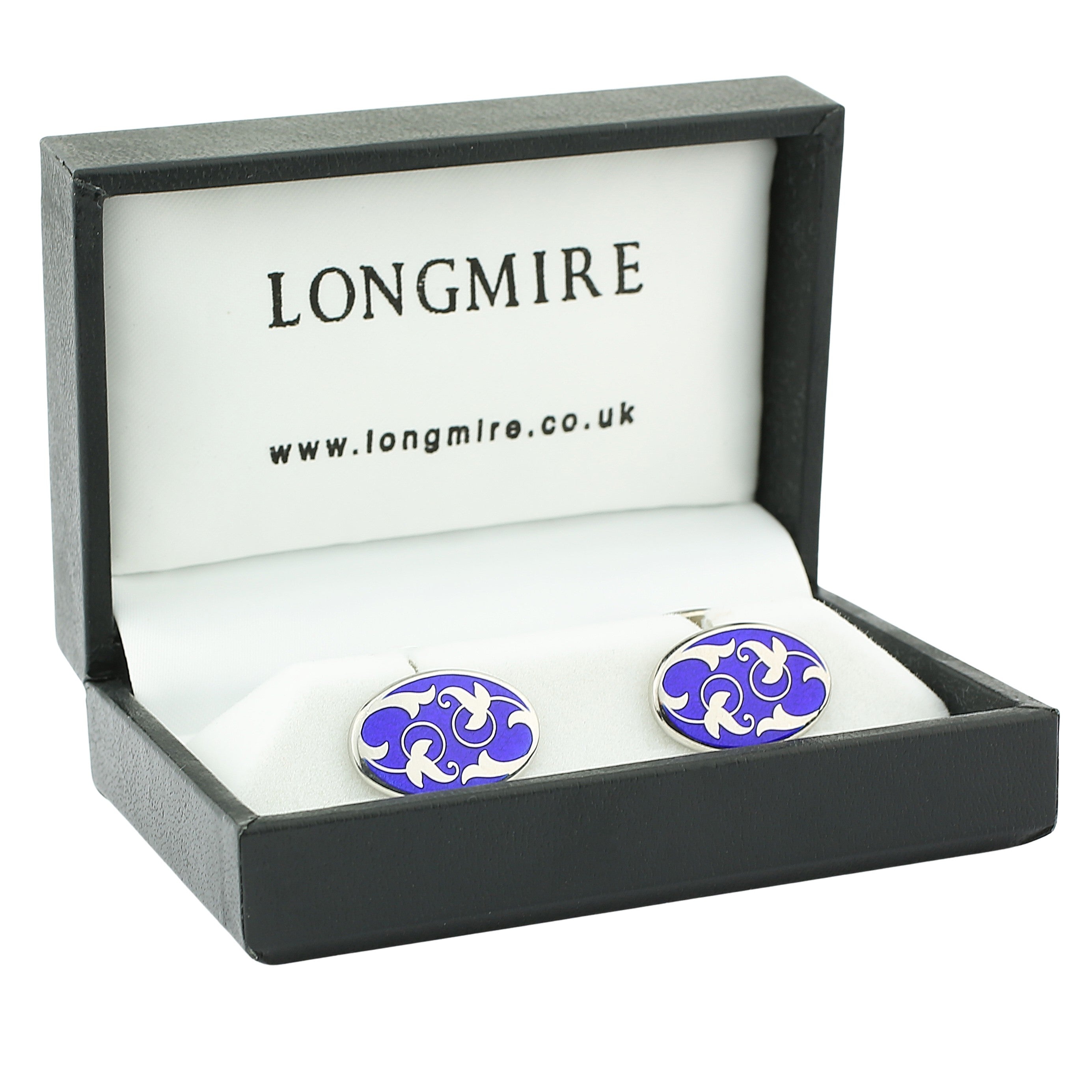 IVY BLUE ENAMEL sterling silver cufflinks - boxed
