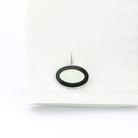 DOUBLE OVAL BLACK/WHITE ENAMEL sterling silver CUFFLINKS - cuff