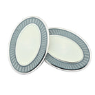 DOUBLE OVAL GREY/WHITE ENAMEL sterling silver CUFFLINKS - main