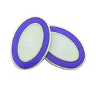 DOUBLE OVAL BLUE/WHITE ENAMEL sterling silver CUFFLINKS - main