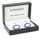 DOUBLE OVAL BLUE/WHITE ENAMEL sterling silver CUFFLINKS - boxed