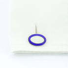 DOUBLE OVAL BLUE/WHITE ENAMEL sterling silver CUFFLINKS - cuff