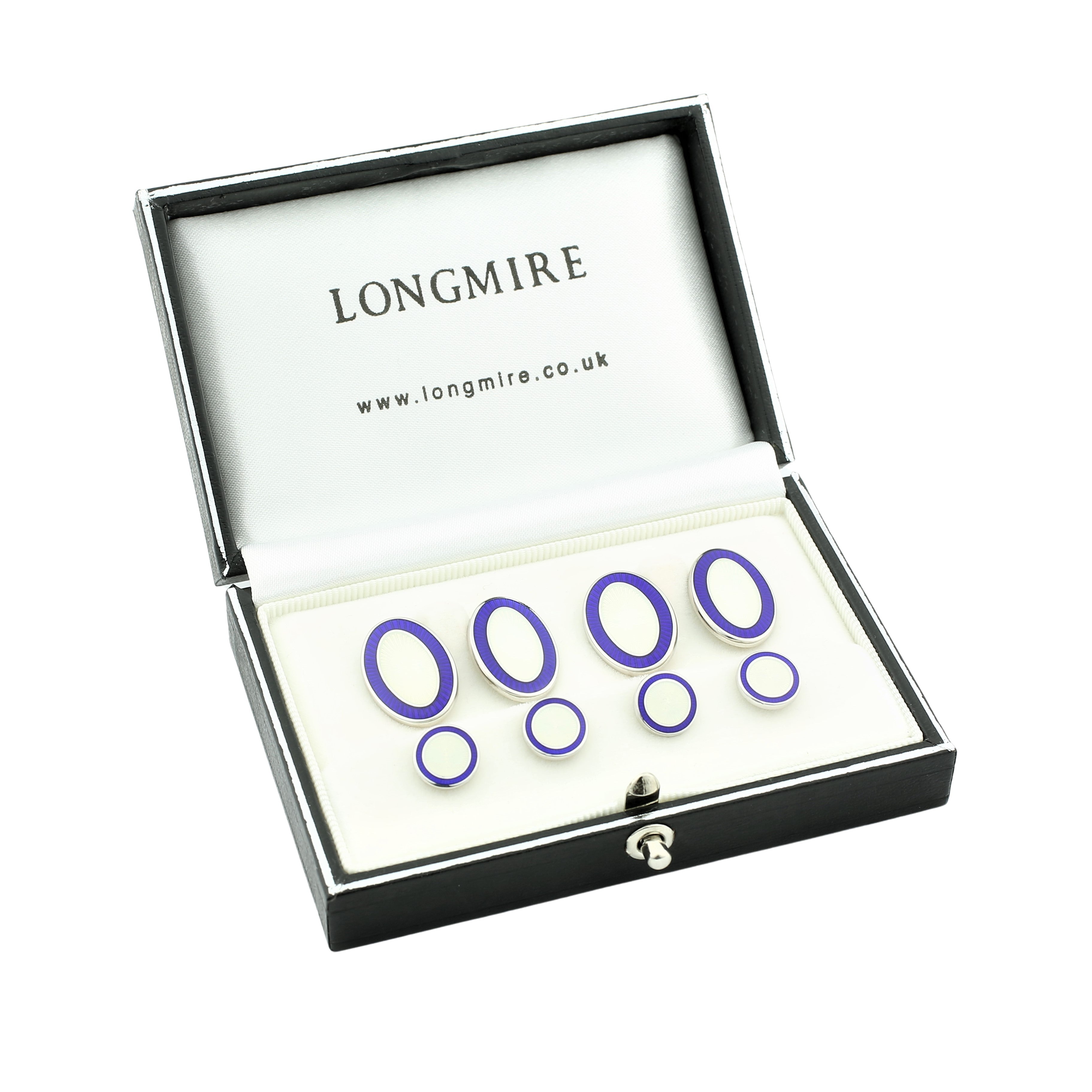 DOUBLE OVAL DRESS SET BLUE/WHITE ENAMEL - main