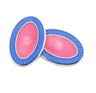 DOUBLE OVAL PALE BLUE/PINK ENAMEL sterling silver CUFFLINKS - main