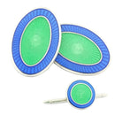 DOUBLE OVAL PALE BLUE/GREEN ENAMEL sterling silver dress set - main