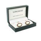 DOUBLE OVAL RED/WHITE ENAMEL sterling silver CUFFLINKS - boxed