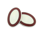 DOUBLE OVAL RED/WHITE ENAMEL sterling silver dress set - cufflinks