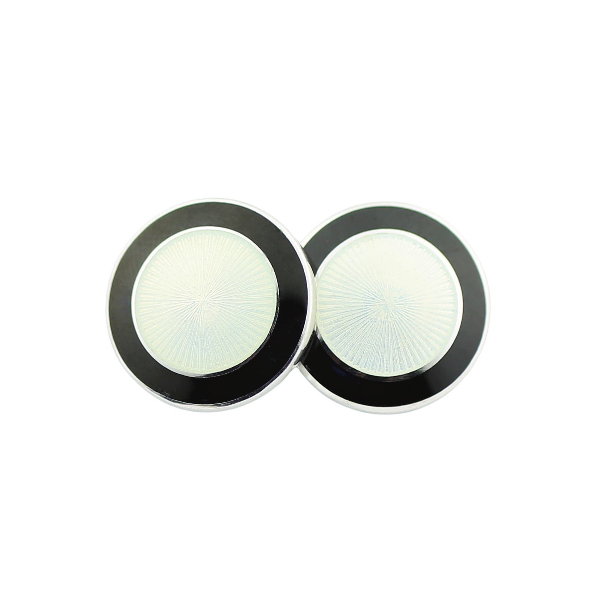 DOUBLE CIRCLE BLACK/WHITE ENAMEL CUFFLINKS - main