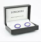 double oval blue/white enamel t-bar cufflinks - boxed