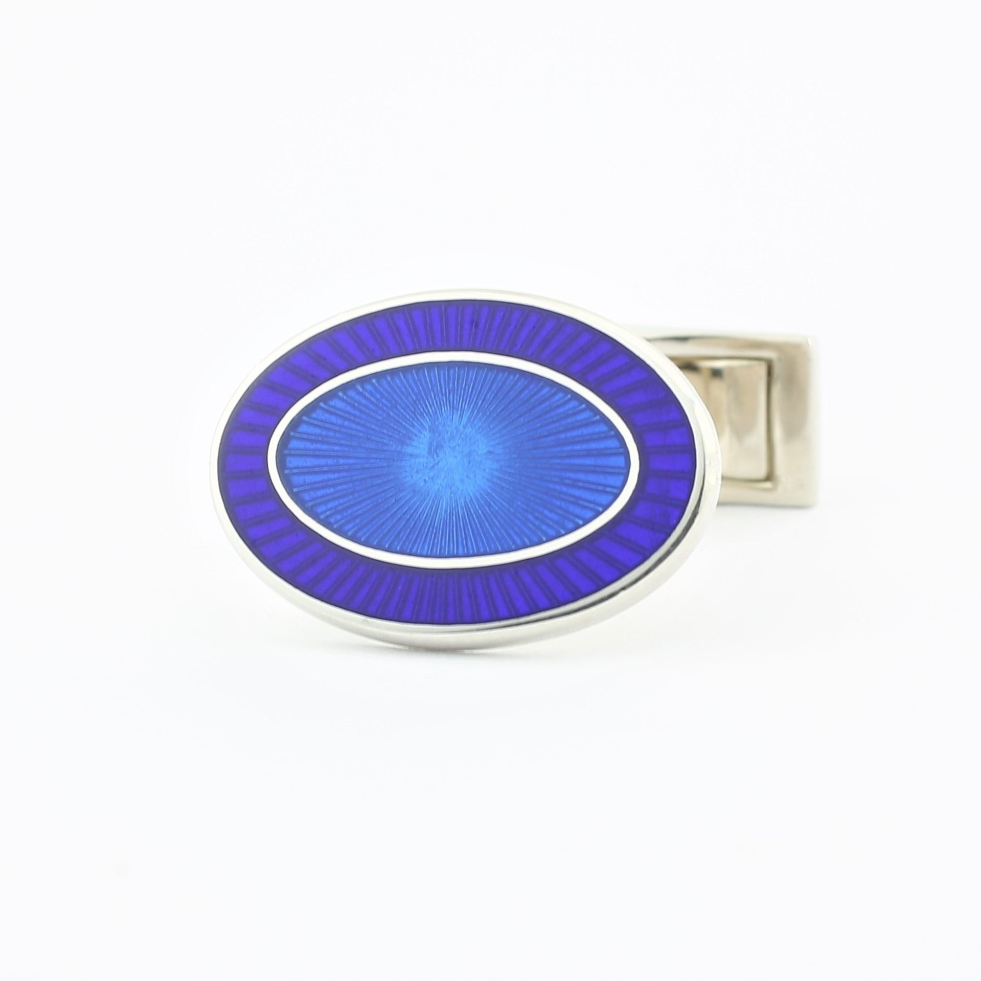 double oval blue/blue enamel t-bar cufflinks
