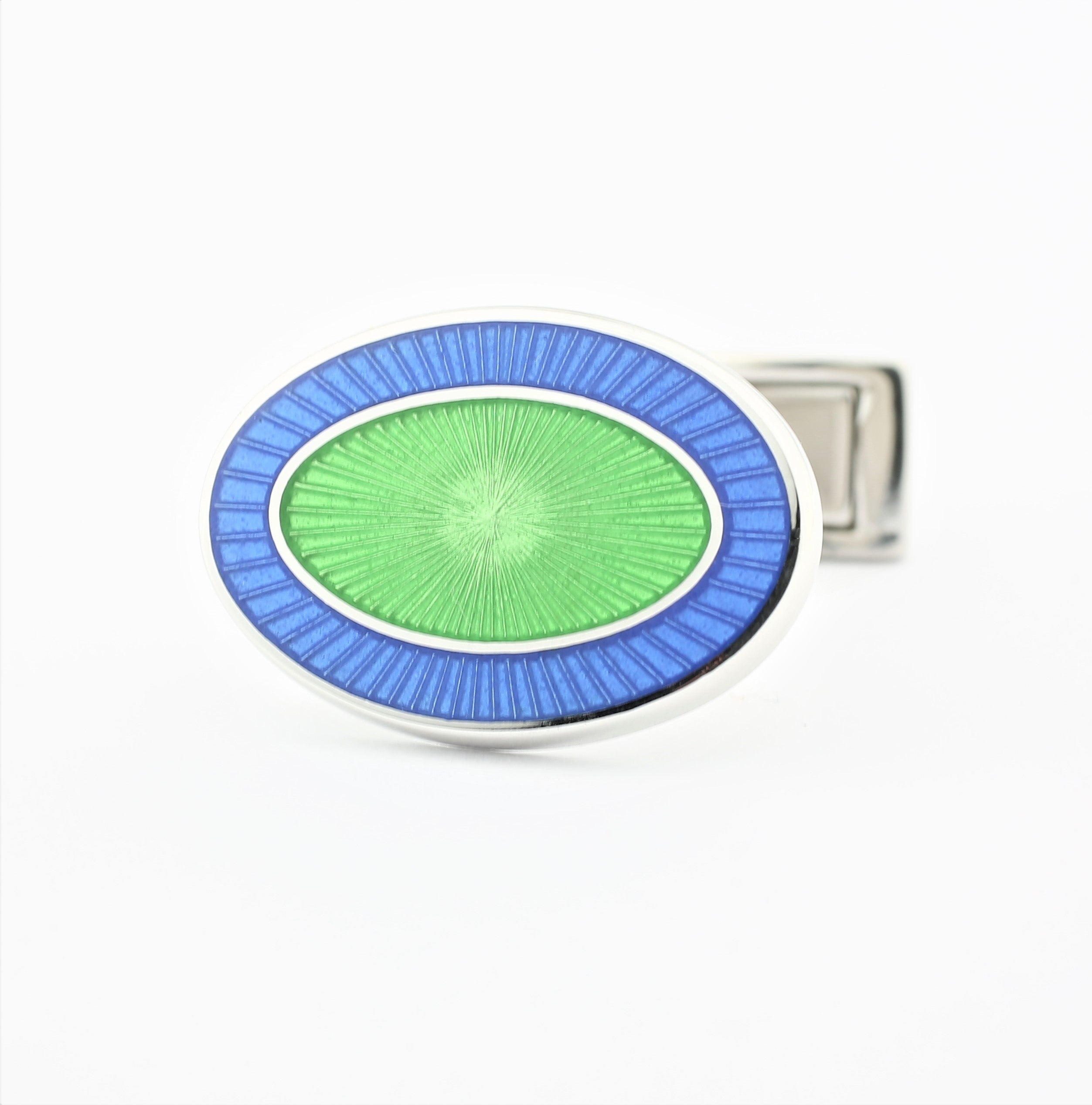double oval pale blue/pale green enamel t-bar cufflinks