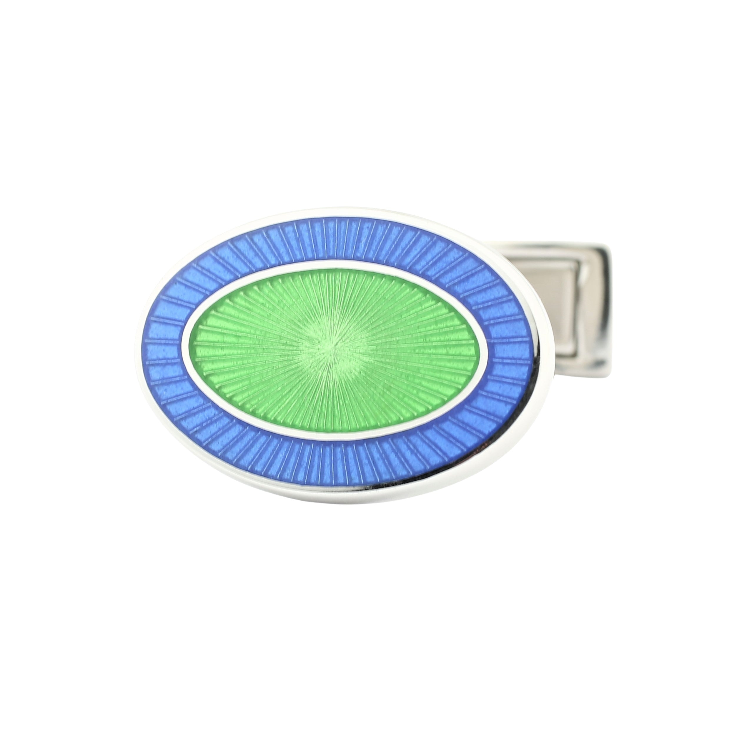 double oval pale blue/pale green enamel sterling silver t-bar cufflinks - main