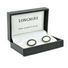 double oval black/white enamel sterling silver t-bar cufflinks - boxed